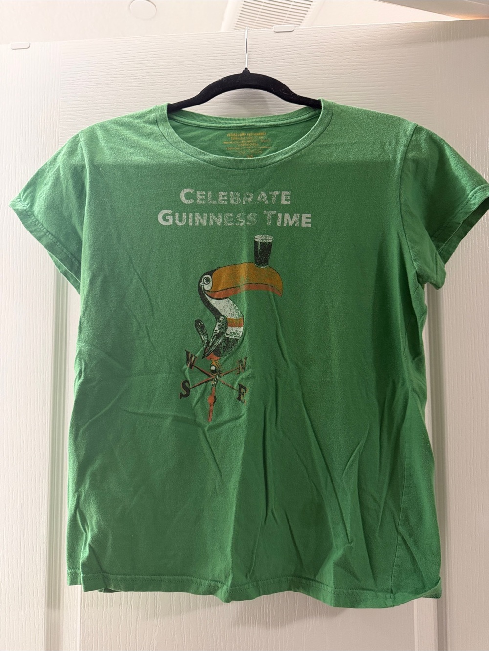Guinness Green "Celebrate Guinness Time" Short Sleeve Tee with Toucan Graphic